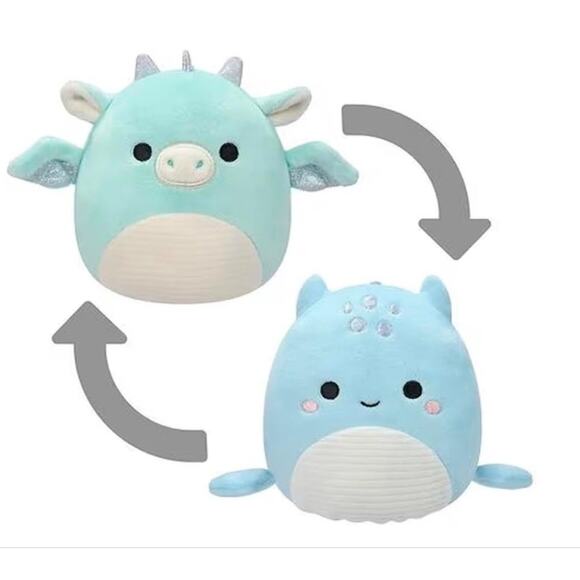 Squishmallows Flip a Mallows Miles Dragon Lune Loch Ness Monster Plush Pillow 8" - Picture 3 of 12